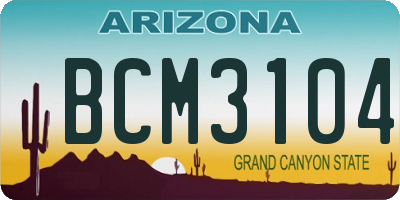 AZ license plate BCM3104