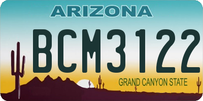 AZ license plate BCM3122