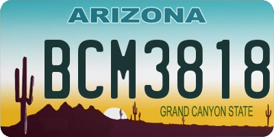 AZ license plate BCM3818