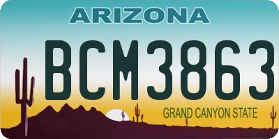 AZ license plate BCM3863