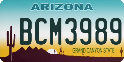 AZ license plate BCM3989