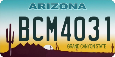 AZ license plate BCM4031