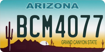 AZ license plate BCM4077