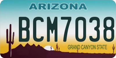 AZ license plate BCM7038