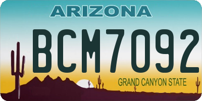 AZ license plate BCM7092