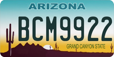 AZ license plate BCM9922