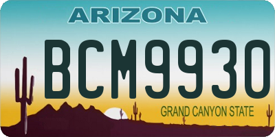 AZ license plate BCM9930