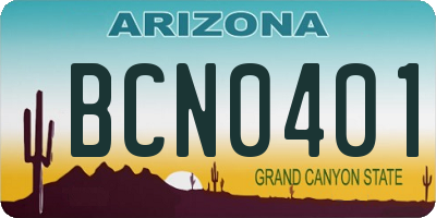 AZ license plate BCN0401