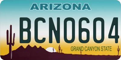 AZ license plate BCN0604