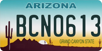 AZ license plate BCN0613