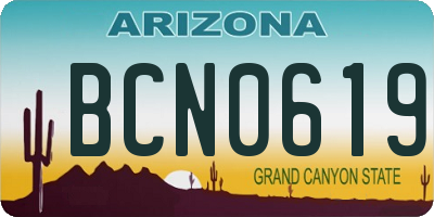 AZ license plate BCN0619