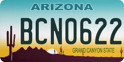 AZ license plate BCN0622