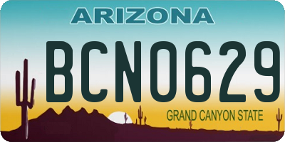 AZ license plate BCN0629