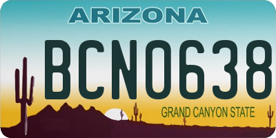 AZ license plate BCN0638