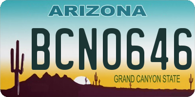 AZ license plate BCN0646