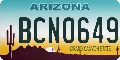 AZ license plate BCN0649