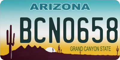 AZ license plate BCN0658