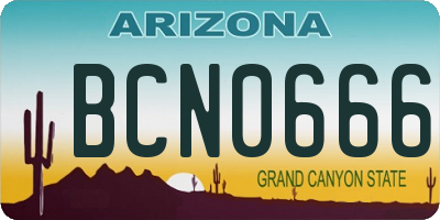 AZ license plate BCN0666