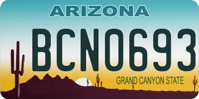 AZ license plate BCN0693