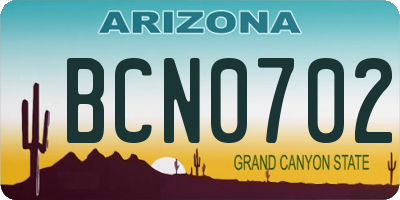 AZ license plate BCN0702