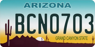 AZ license plate BCN0703