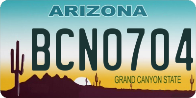 AZ license plate BCN0704