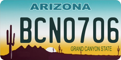 AZ license plate BCN0706