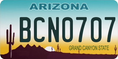 AZ license plate BCN0707