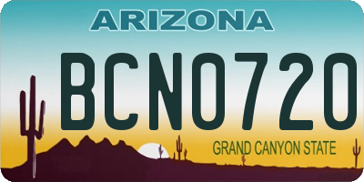 AZ license plate BCN0720