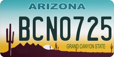 AZ license plate BCN0725