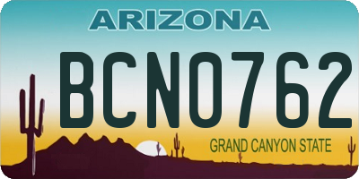 AZ license plate BCN0762