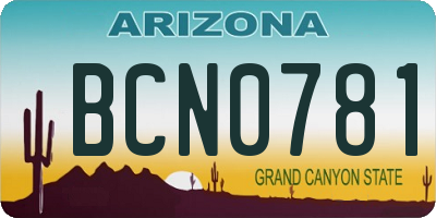 AZ license plate BCN0781