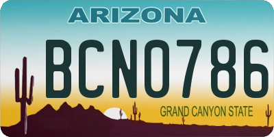 AZ license plate BCN0786