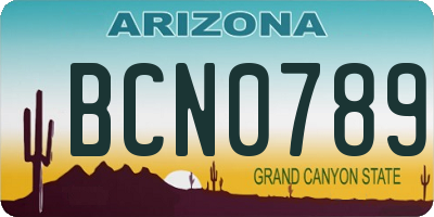 AZ license plate BCN0789