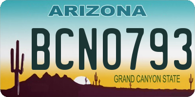 AZ license plate BCN0793