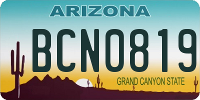 AZ license plate BCN0819