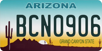 AZ license plate BCN0906