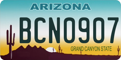 AZ license plate BCN0907