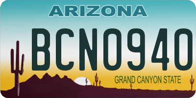 AZ license plate BCN0940