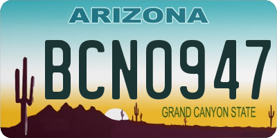 AZ license plate BCN0947