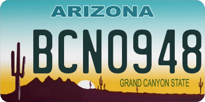 AZ license plate BCN0948