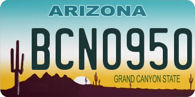 AZ license plate BCN0950