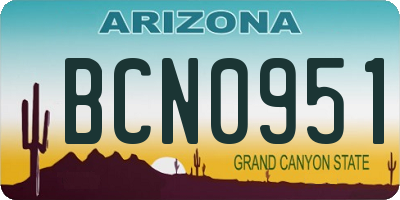 AZ license plate BCN0951