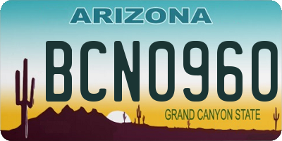 AZ license plate BCN0960