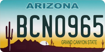 AZ license plate BCN0965