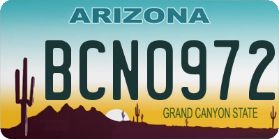 AZ license plate BCN0972