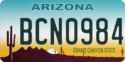 AZ license plate BCN0984