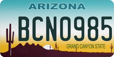 AZ license plate BCN0985