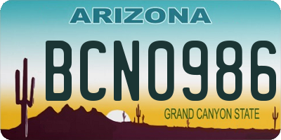 AZ license plate BCN0986