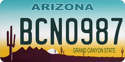 AZ license plate BCN0987